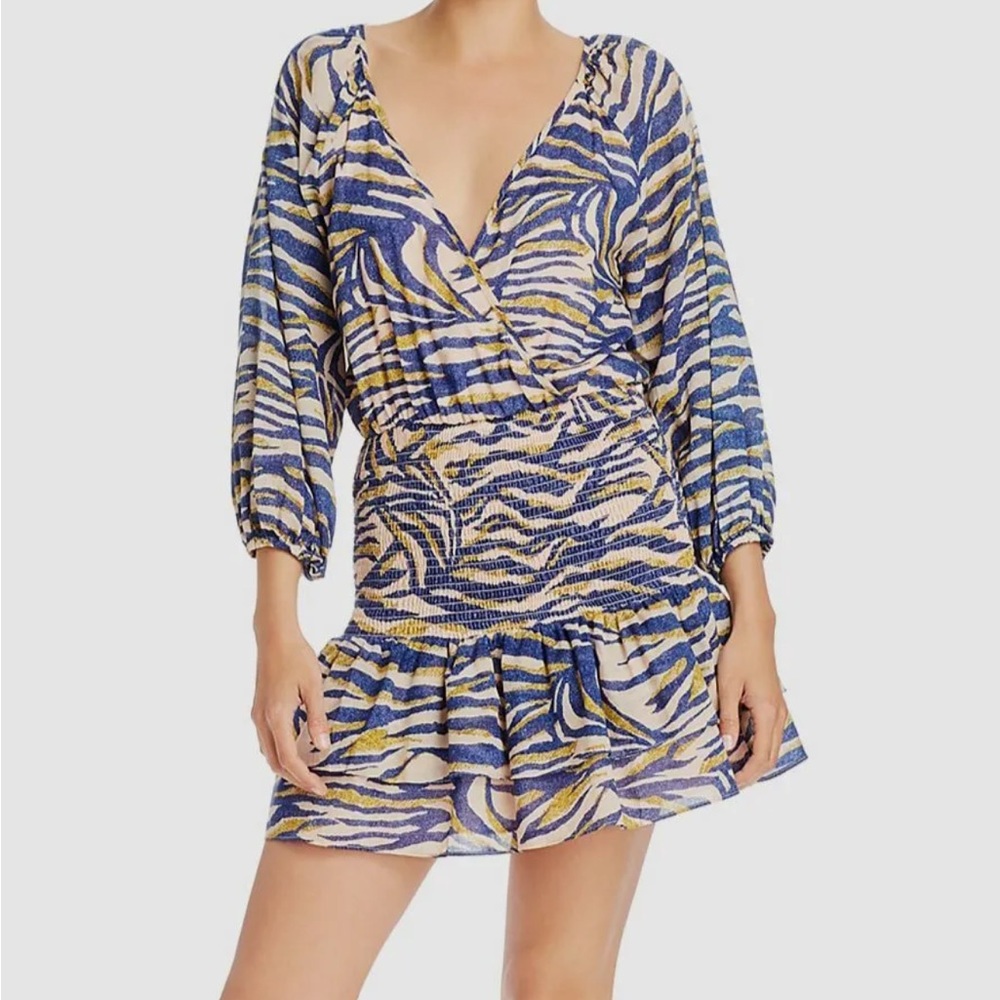 Suboo • Into the Wilds Shirred Wrap Mini Animal Print Dress
